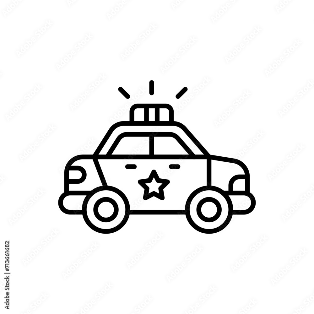 Police car outline icons, minimalist vector illustration ,simple transparent graphic element .Isolated on white background