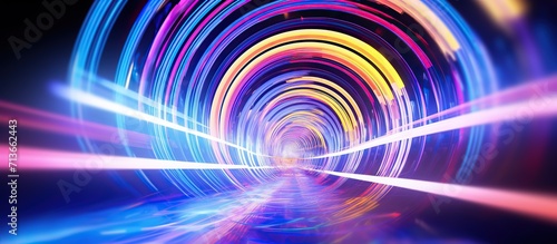 colorful abstract neon tunnel portal dimension