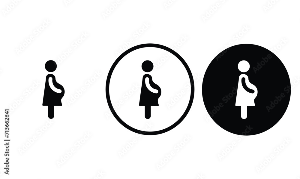 icon Pregnant black outline logo for web site design 
and mobile dark mode apps 
Vector illustration on a white background - obrazy, fototapety, plakaty 