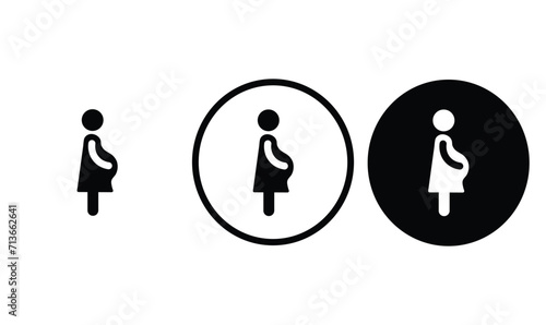 icon Pregnant black outline logo for web site design 
and mobile dark mode apps 
Vector illustration on a white background