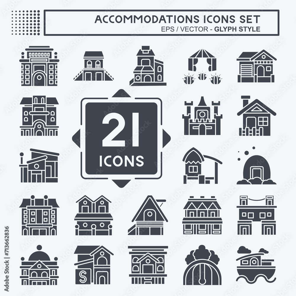 Set Accommodations . related to Building symbol. glyph style. simple design editable. simple illustration