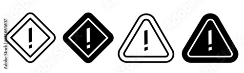 black illustration graphic design caution sign icon set. Stock vector.