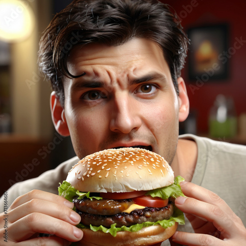 person eating hamburger