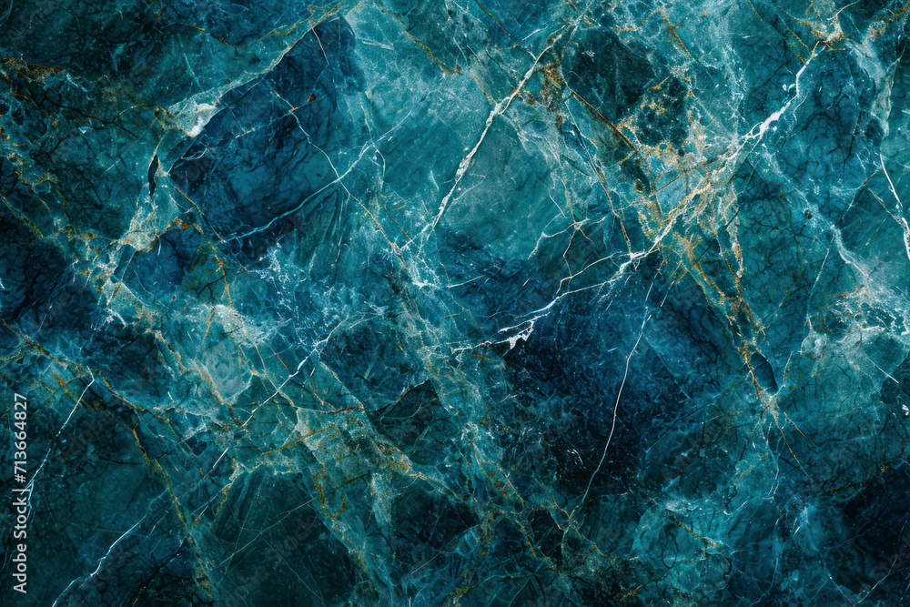 Naklejka premium Rich dark blue green background texture, marbled stone or rock textured banner with elegant mottled dark and light blue green color and design.