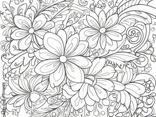 floral art line for coloring book