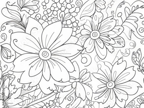 floral art line for coloring book