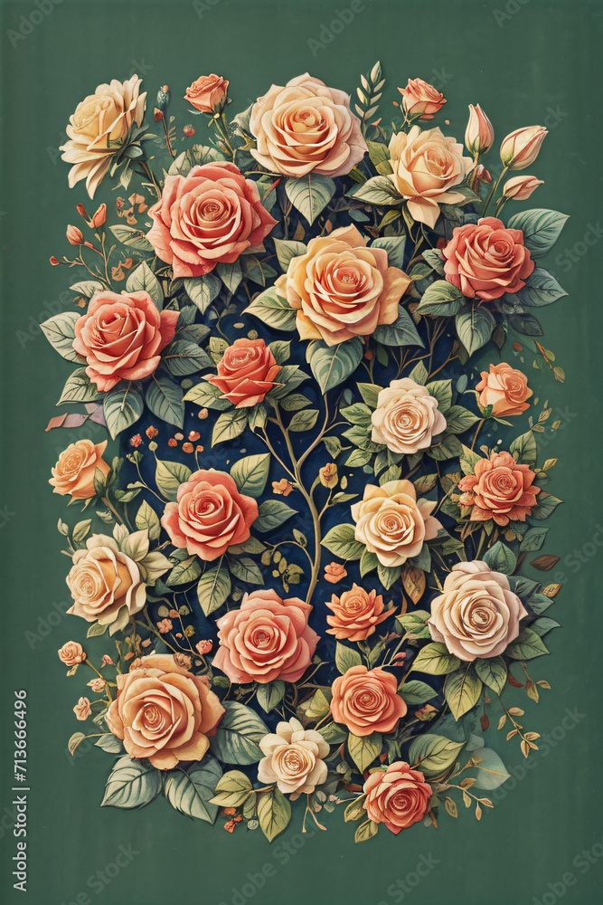 Rose bouquet illustration in watercolor style Rose bouquet illustration in watercolor style