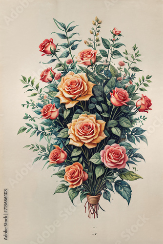 Rose flowers bouquet illustration