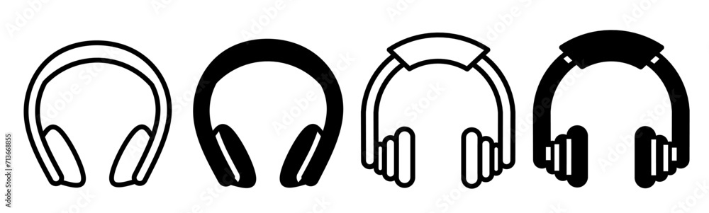 black illustration graphic design headset icon set. Stock vector. black illustration graphic design headset icon set. Stock vector.
