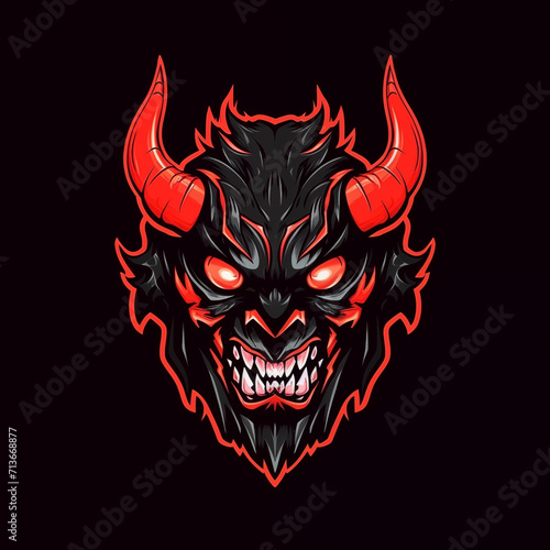 Crimson Oni Mask: The Fiery Red, Orange, and Black Demon Mascot