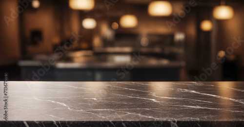 Bild auf Leinwand Black marble bar counter top with blank space product mockup
