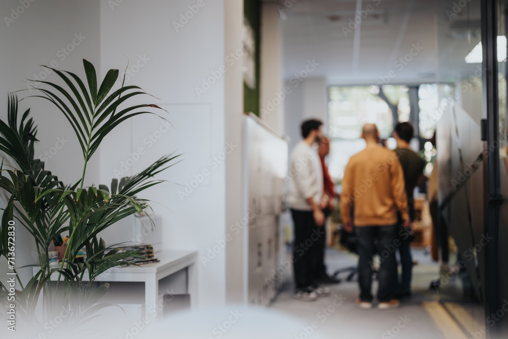 Creative businesspeople collaborating in a modern office space.