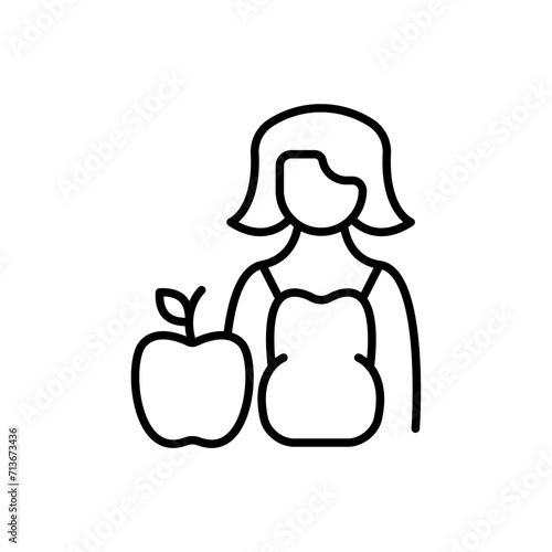 Pregnancy mom outline icons, minimalist vector illustration ,simple transparent graphic element .Isolated on white background