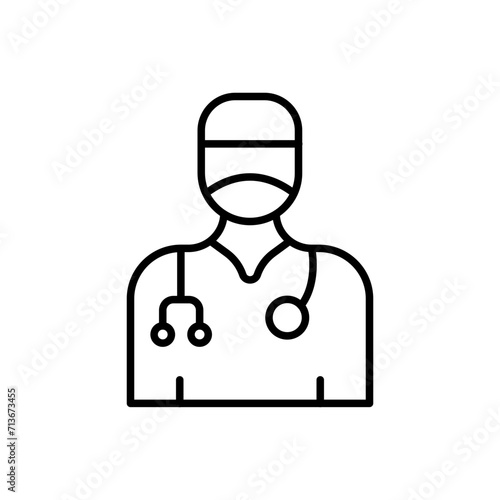Pregnant doctor outline icons, minimalist vector illustration ,simple transparent graphic element .Isolated on white background