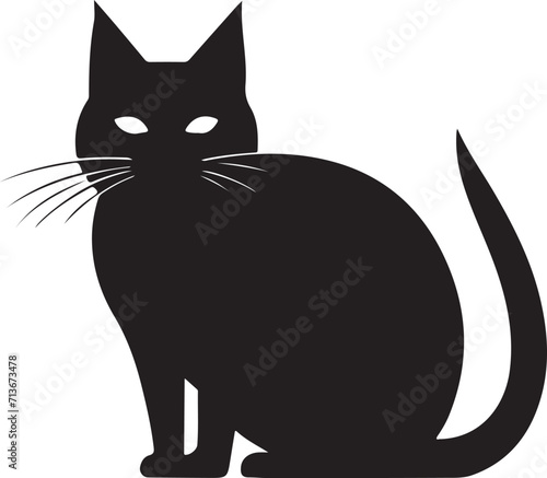 A cute cat silhouette vector illustration image.