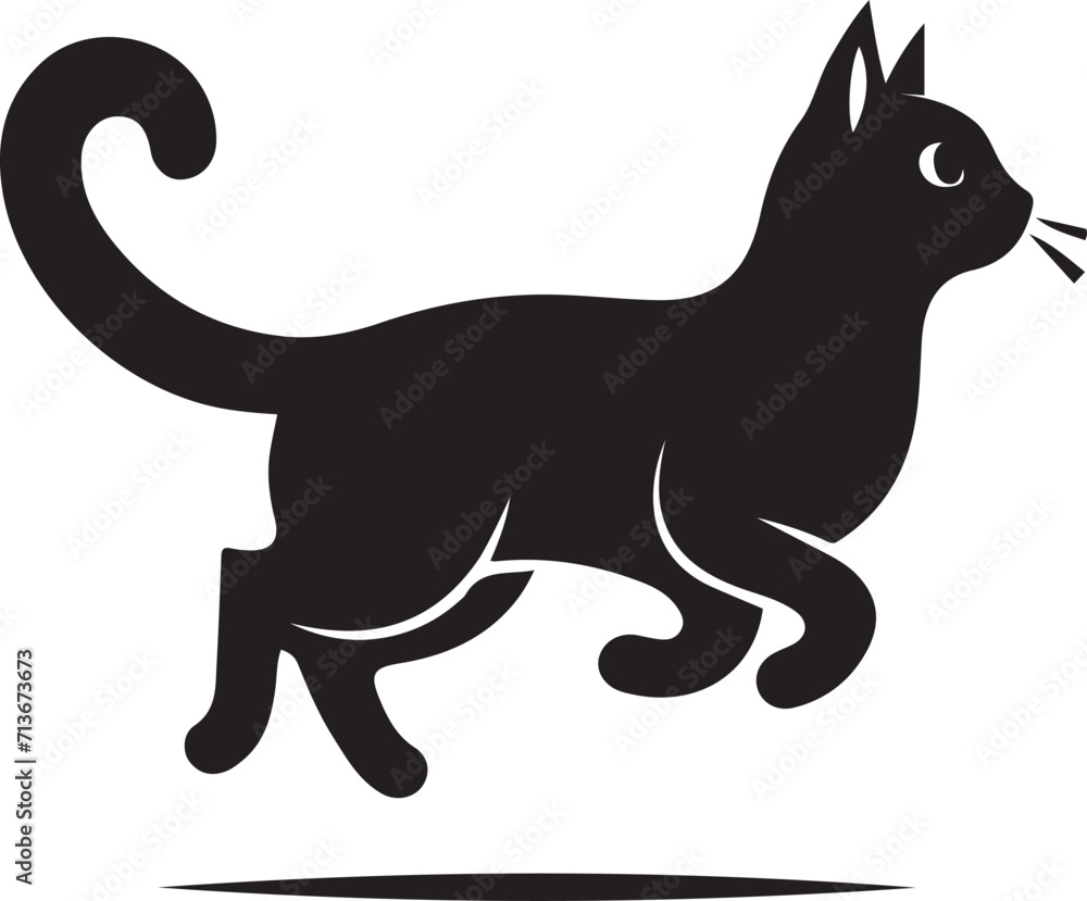 A cute cat silhouette vector illustration image.
