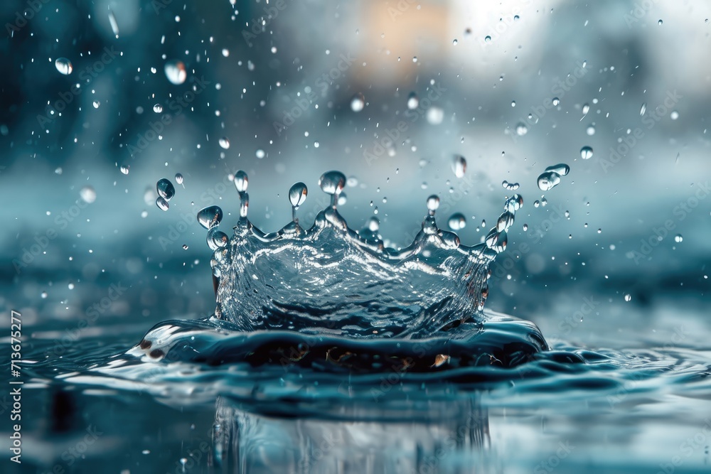 Water drops hit the ground movement, light impact