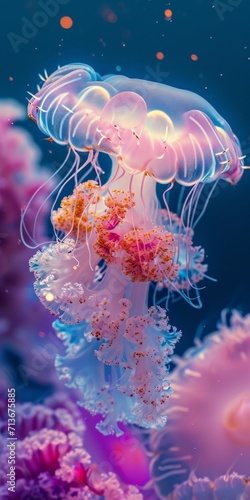 Fusion Hybrid Mix of Flower and Jellyfish Background created with Generative AI Technology