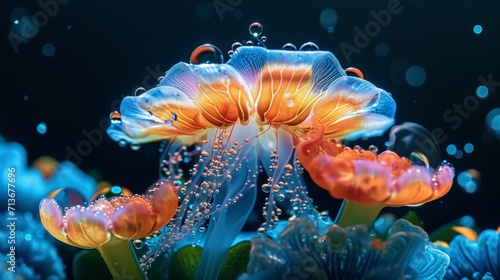 Fusion Hybrid Mix of Flower and Jellyfish Background created with Generative AI Technology