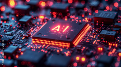 AI at the Core: AI on Computer Circuit Board, ai generated