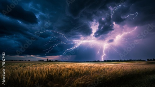 Majestic Lightning Bolt Illuminates a Vast Field