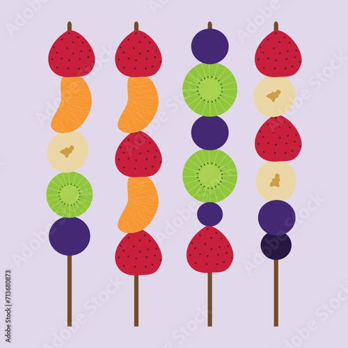 mix fruit skewers illustration