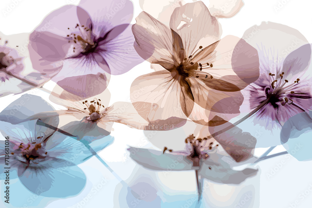 Watercolor flowers in a watercolor style. Spring Flowers Watercolor painting Sublimation