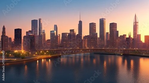 city skyline at sunset © EcoTechCanvas