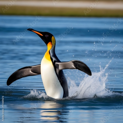 penguin on the beach  King penguin Penguin in the water Surfing Penguin  