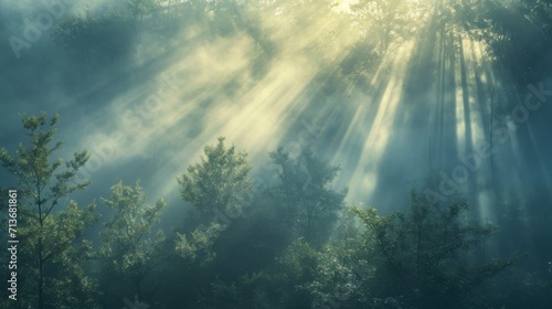 Sunlight Streaming Through Trees in Majestic