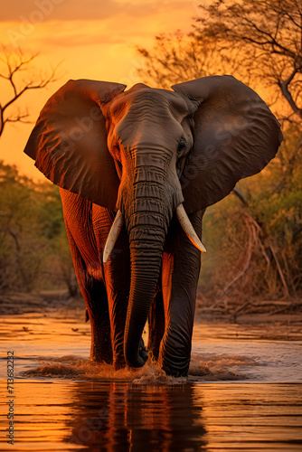 Dromantic Wilderness: An Evening Glimpse of an Elephant in its Forest Habitat