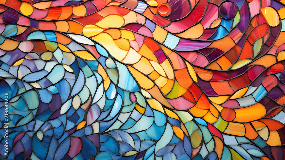 A mosaic of vibrant and interlocking shapes adorns this background, showcasing a medley of hues that evoke a sense of joy and excitement A mosaic of vibrant and interlocking shapes adorns this background, showcasing a medley of hues that evoke a sense of joy and excitement