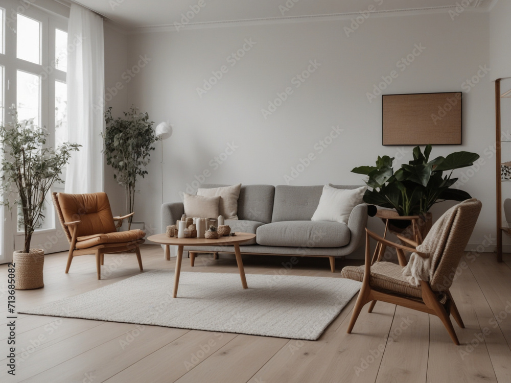 living room with beige sofa. interior design of modern living room, Simple minimal and Zen style living room with beige sofa. interior design of modern living room, Simple minimal and Zen style