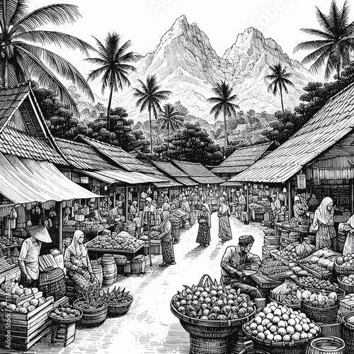 south east asia market market illustration