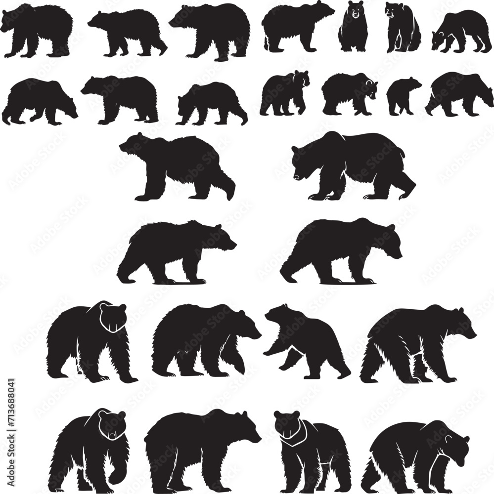 Set of Bears black silhouette 