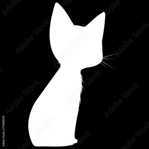 This simple and elegant white cat silhouette is perfect for a variety of uses, from logos and branding to invitations and home decor. The clean lines and minimalist design make it versatile