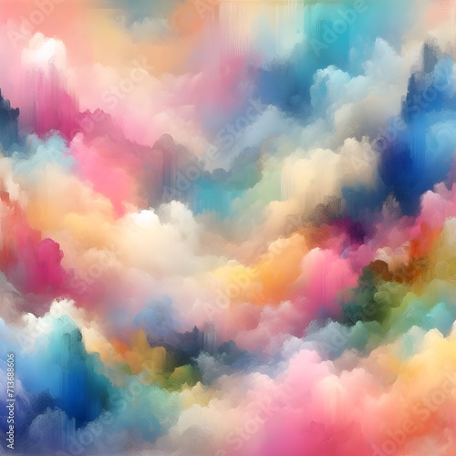 Sugar cotton colorful clouds vector design background. Glamour fairytale backdrop. Watercolor style texture. Delicate card. Elegant decoration. Fantasy pastel color