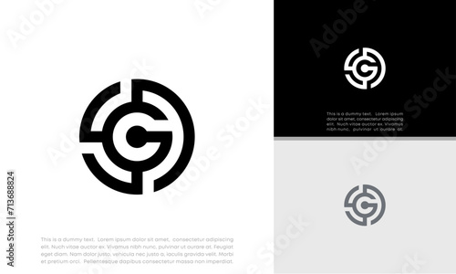 Initials G logo design. Initial Letter Logo. Innovative high tech logo template.	

