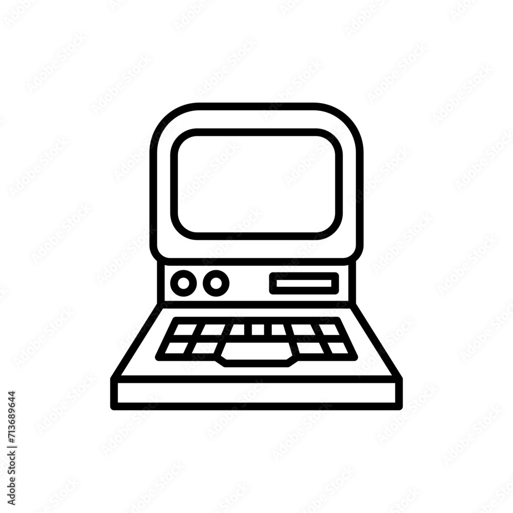 Retro computer outline icons, minimalist vector illustration ,simple transparent graphic element .Isolated on white background Retro computer outline icons, minimalist vector illustration ,simple transparent graphic element .Isolated on white background