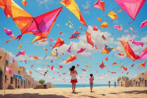 child playing with kite
