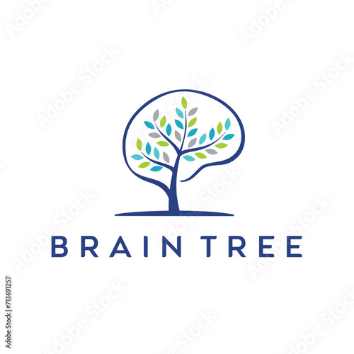 Human Brain Tree, Mental Health Psychology Logo Design 