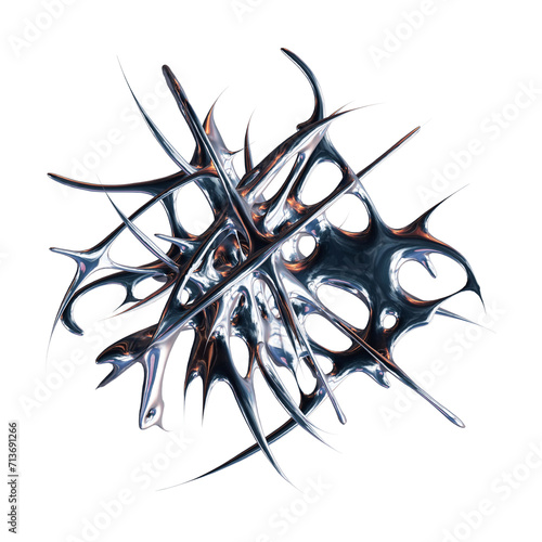 futuristic chrome liquid Abstract metallic shape 3d render