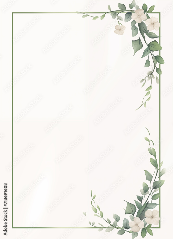 Naklejka premium classy watercolor floral wedding invitation - frame border background