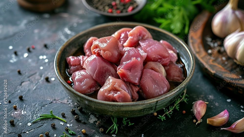 Raw chicken hearts for cooking Raw chicken hearts for cooking