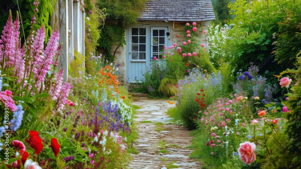 Obraz premium Stunning Garden Overflowing With Vibrant Flowers