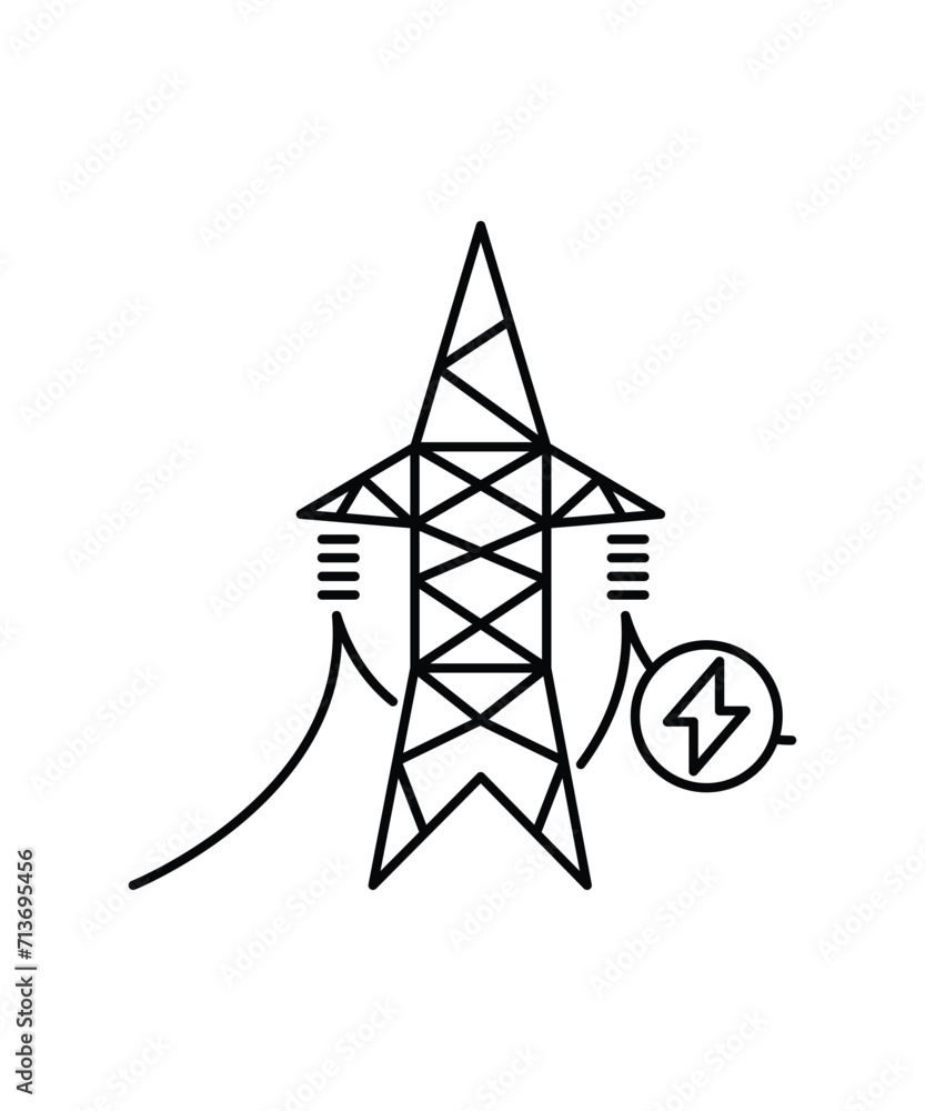 high voltage power line icon, vector best flat icon.