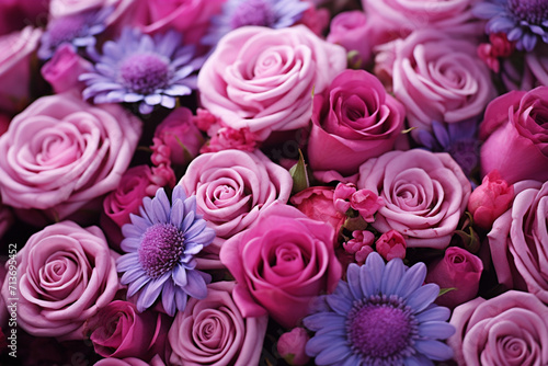 purple and pink color flowers close of valentine day