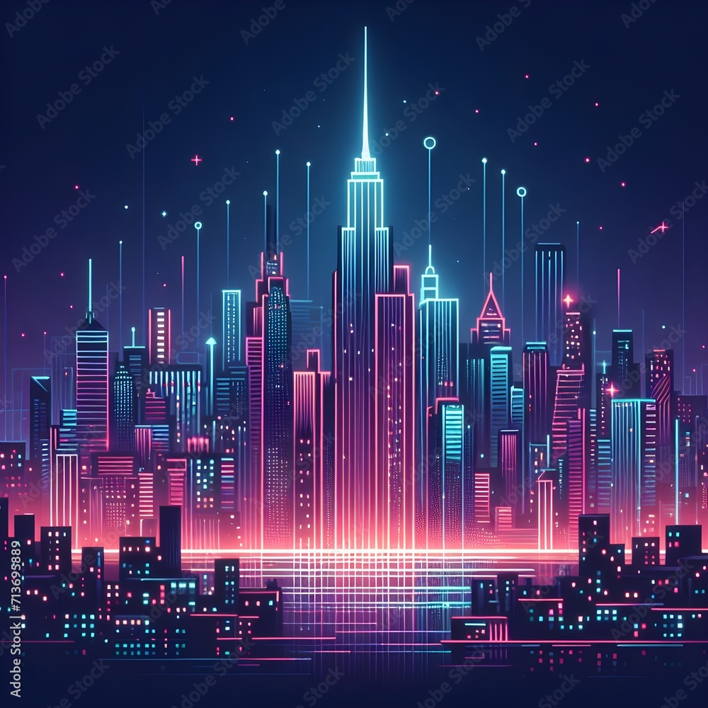 Neon City Abstract Background