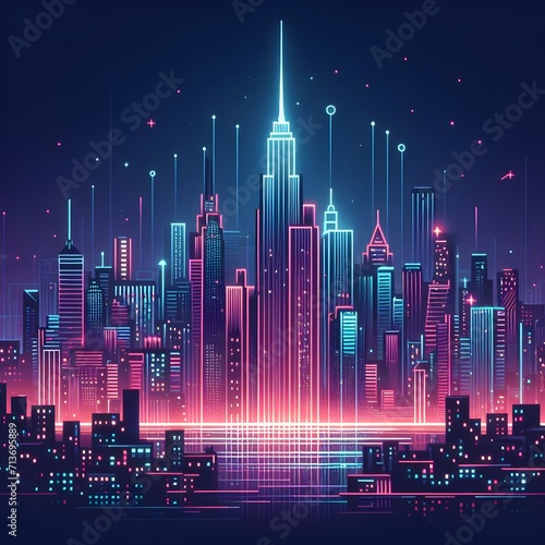 Neon City Abstract Background