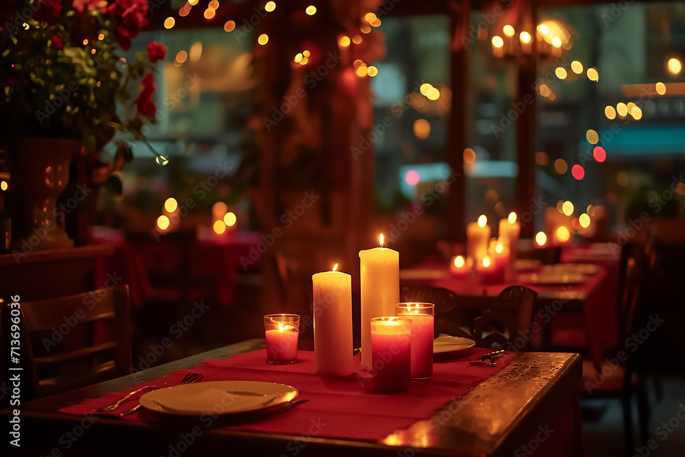 Elegant restaurant interior with table setup Elegant restaurant interior with table setup